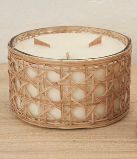 Rattan Small wrapped candle